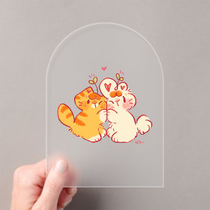 Tobi & Tansy Hug - Cute Cat & Bunny Acrylic Invitations