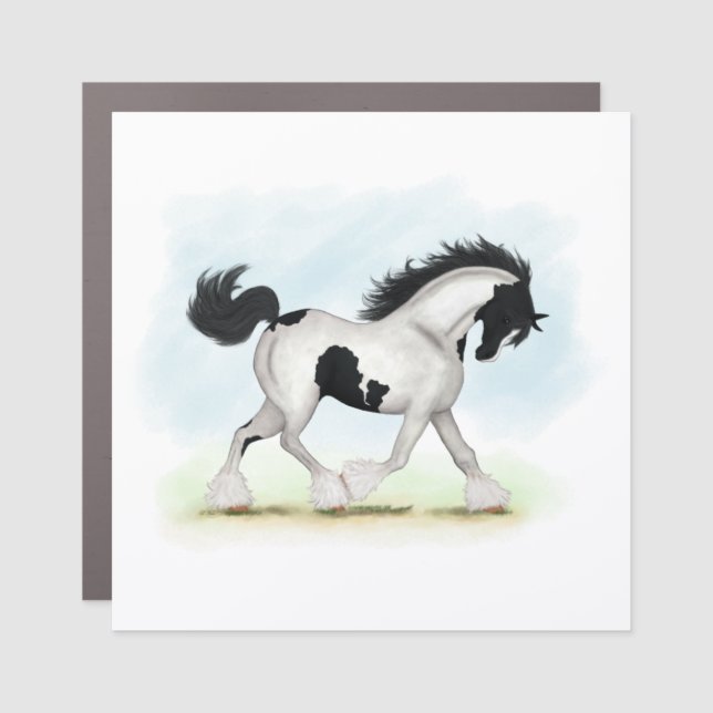 Tobiano Gypsy Vanner Horse Car Magnet (Front)