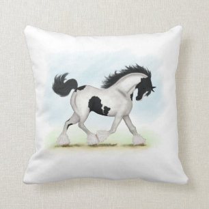 Tobiano Gypsy Vanner Horse Throw Pillow