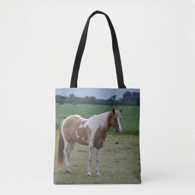 Tobiano Paint Horse Tote Bag (Front)