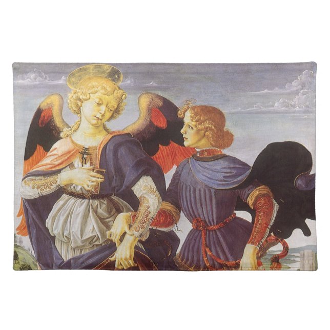 Tobias and the Angel by Andrea del Verrocchio Cloth Placemat (Front)