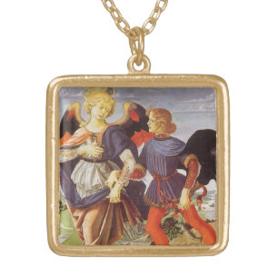 Tobias and the Angel by Andrea del Verrocchio Gold Plated Necklace