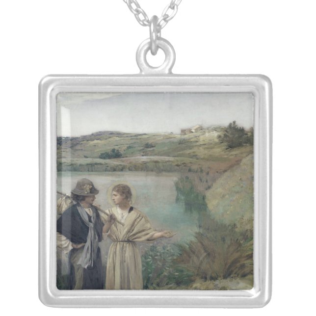 Tobias and the Archangel Raphael Silver Plated Necklace (Front)