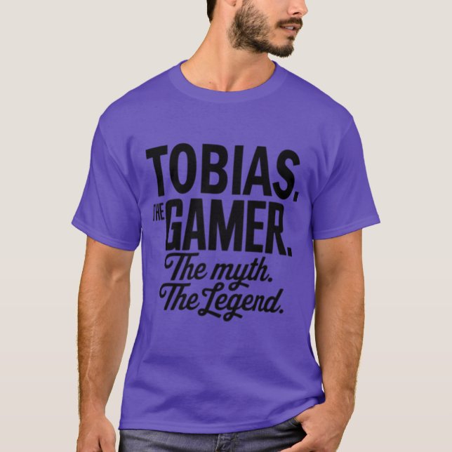 Tobiashe Gamerhe Mythhe Legendobias Name Funny Gam T-Shirt (Front)