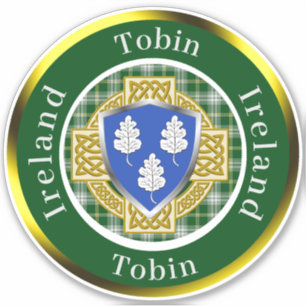 Tobin Irish Shield/Celtic Cross Personalized Sticker