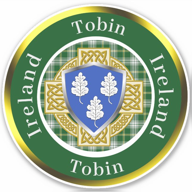 Tobin Irish Shield/Celtic Cross Personalized Sticker (Front)