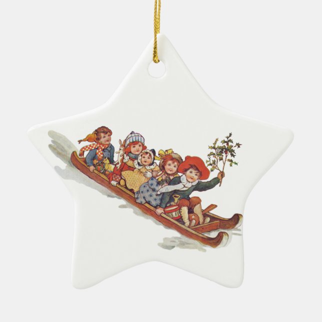 Toboggan Ceramic Ornament (Front)