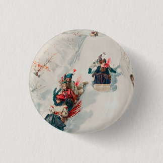 "Tobogganing", Chromolithograph, Louis Prang & Co. Button