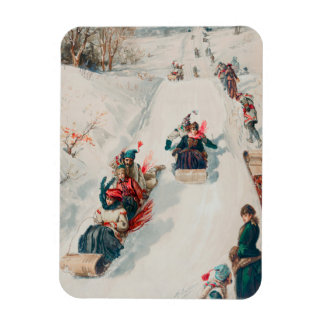 "Tobogganing", Chromolithograph, Louis Prang & Co. Magnet