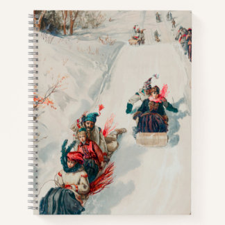 "Tobogganing", Chromolithograph, Louis Prang & Co. Notebook