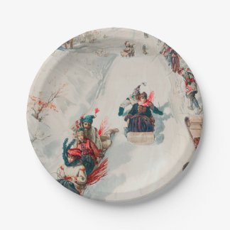"Tobogganing", Chromolithograph, Louis Prang & Co. Paper Plates
