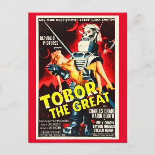 Tobor the Great Vintage robot movie Postcard