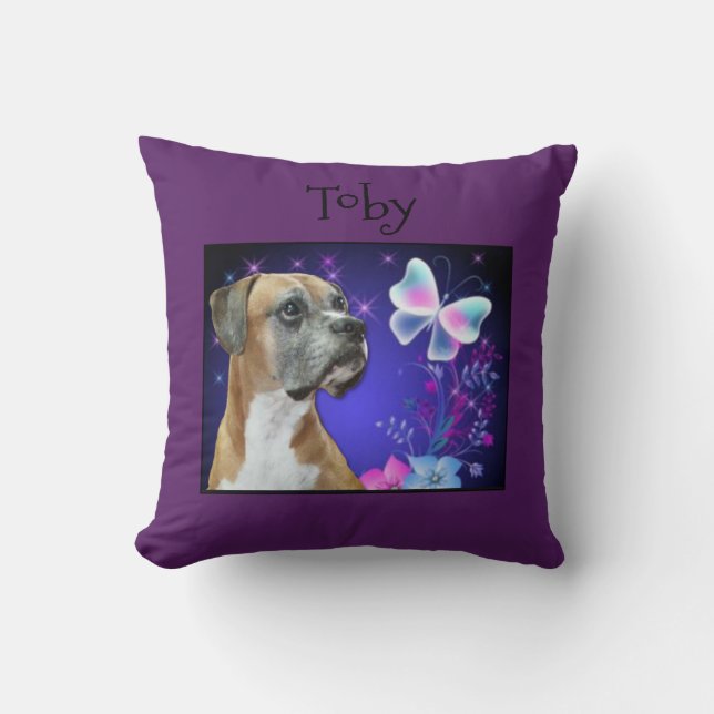 Toby The Boxer Throw Pillow (Front)