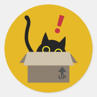 TOC TOC! Funny Cat in a Box Housewarming Sticker