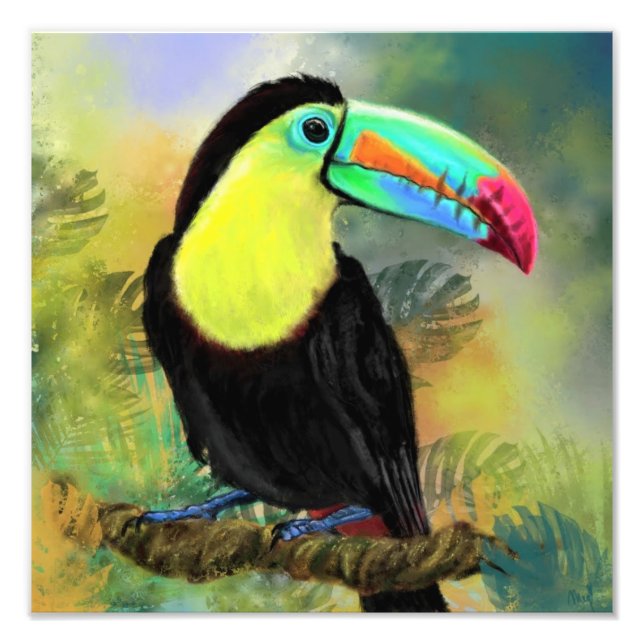 Toco Toucan Bird Watercolor Painting Poster Print (Front)