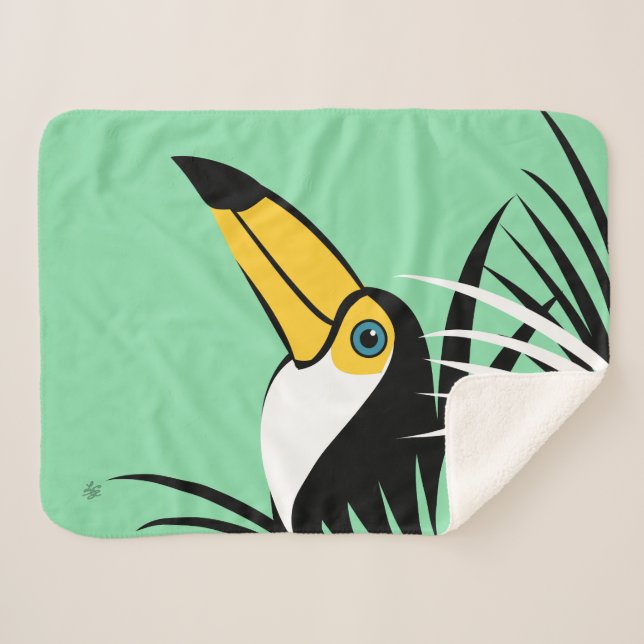 Toco Toucan Sherpa Blanket (Front (Horizontal))