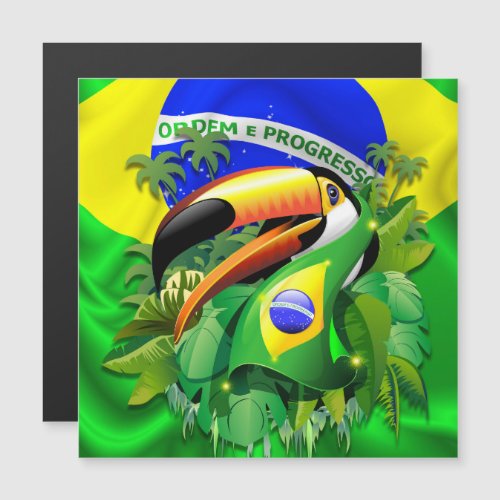 Toco Toucan with Brazil Flag 