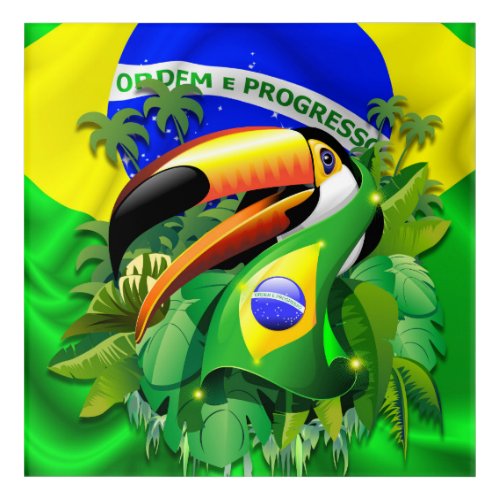 Toco Toucan with Brazil Flag  Acrylic Print