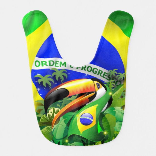 Toco Toucan with Brazil Flag Baby_Bib Bib (Front)