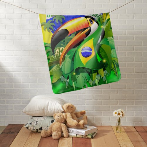 Toco Toucan with Brazil Flag  Baby Blanket