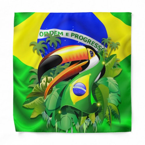 Toco Toucan with Brazil Flag  Bandana