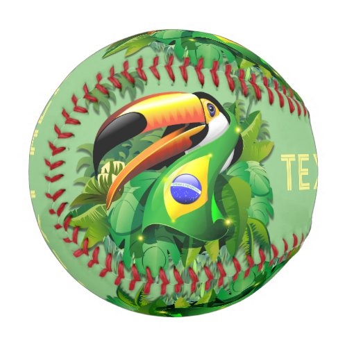 Toco Toucan with Brazil Flag  Baseball