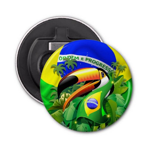 Toco Toucan with Brazil Flag  Bottle Opener