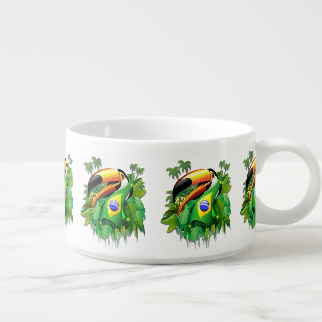Toco Toucan with Brazil Flag  Bowl (Left)