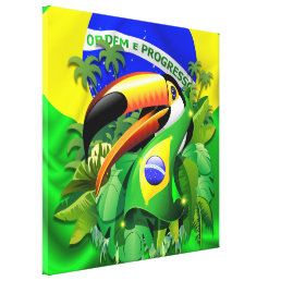 Toco Toucan with Brazil Flag  Canvas Print