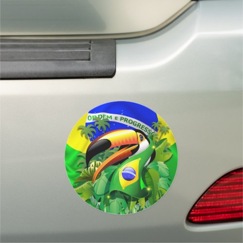 Toco Toucan with Brazil Flag  Car Magnet