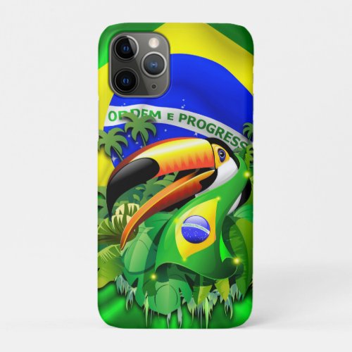 Toco Toucan with Brazil Flag  iPhone 11 Pro Case