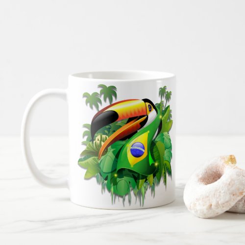 Toco Toucan with Brazil Flag  Coffee Mug