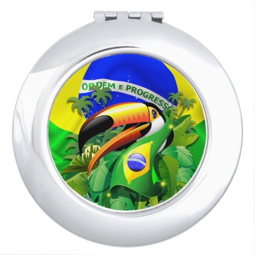 Toco Toucan with Brazil Flag  Compact Mirror