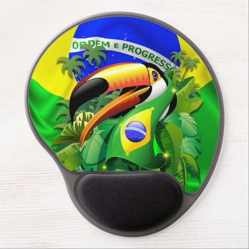 Toco Toucan with Brazil Flag  Gel Mouse Pad