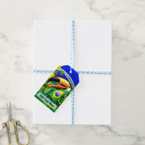 Toco Toucan with Brazil Flag  Gift Tags