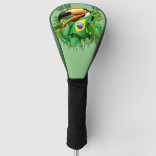 Toco Toucan with Brazil Flag Golf Head Cover