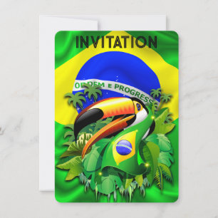 Toco Toucan with Brazil Flag  Invitation