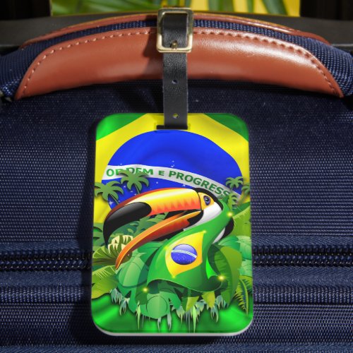 Toco Toucan with Brazil Flag  Luggage Tag