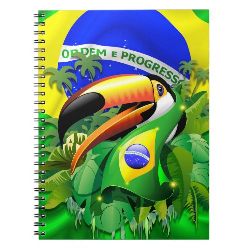 Toco Toucan with Brazil Flag  Notebook