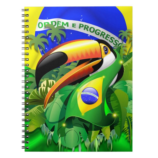 Toco Toucan with Brazil Flag  Notebook (Front)