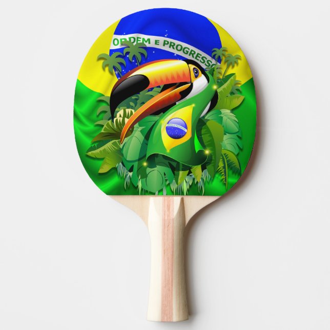 Toco Toucan with Brazil Flag  Ping Pong Paddle (Front)