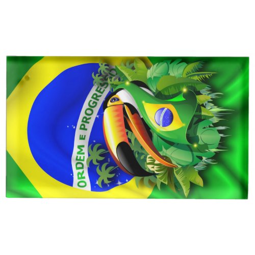 Toco Toucan with Brazil Flag  Place Card Holder