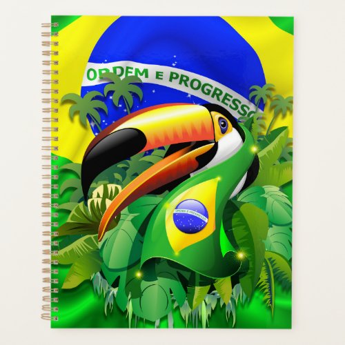Toco Toucan with Brazil Flag  Planner