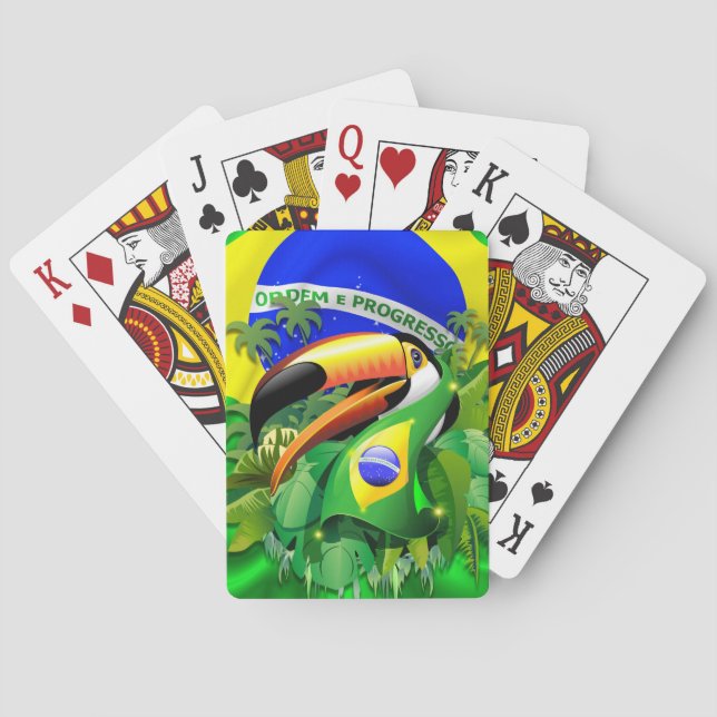 Toco Toucan with Brazil Flag  Poker Cards (Back)