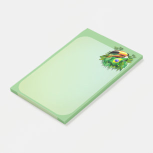 Toco Toucan with Brazil Flag Post-it Notes