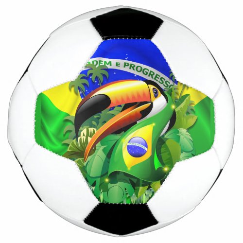 Toco Toucan with Brazil Flag  Soccer Ball