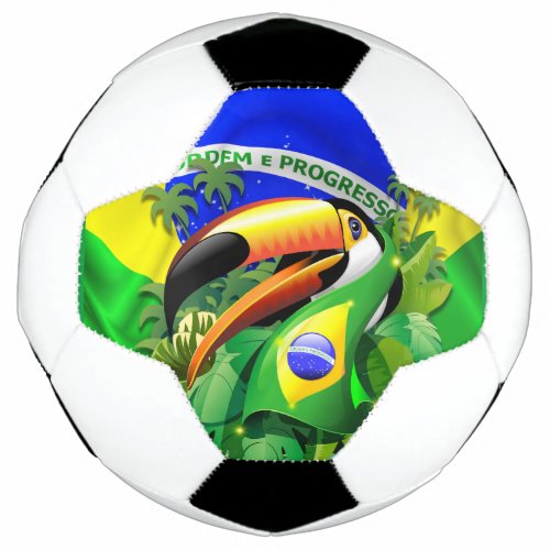 Toco Toucan with Brazil Flag  Soccer Ball