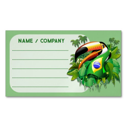 Toco Toucan with Brazil Flag Tie Business Card Magnet