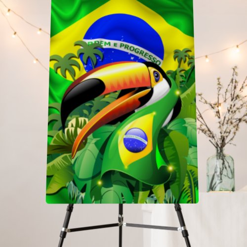 Toco Toucan with Brazil Flag Tie Foam Board