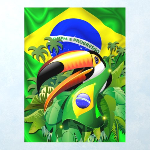 Toco Toucan with Brazil Flag Tie Wall Decal